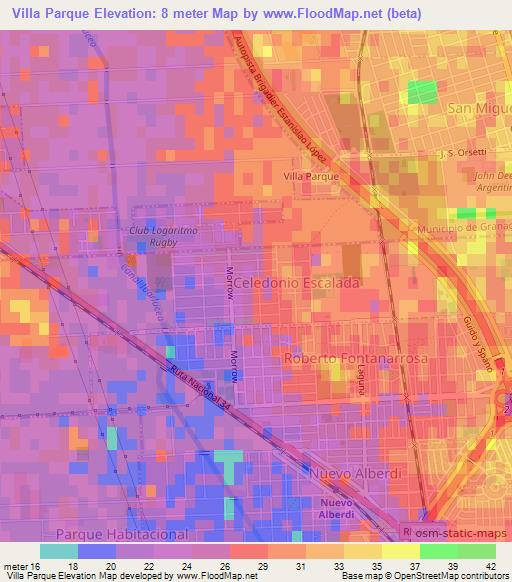 Villa Parque,Argentina Elevation Map
