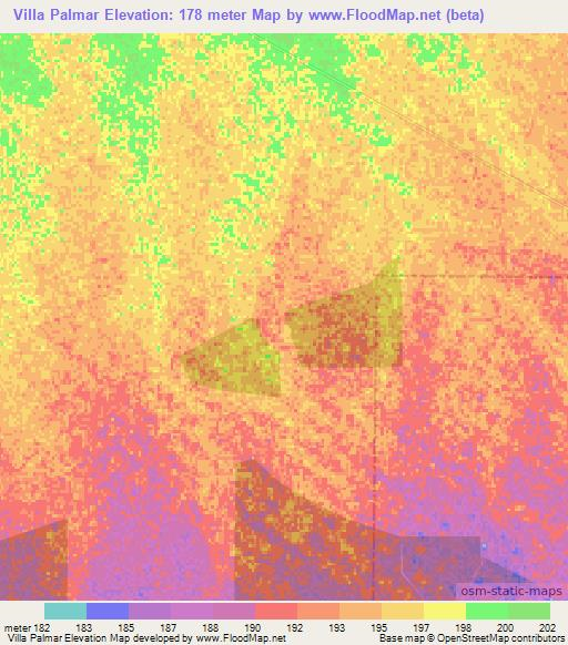 Villa Palmar,Argentina Elevation Map