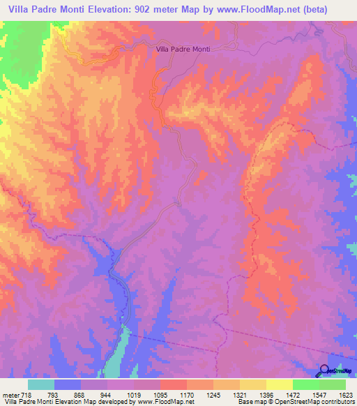 Villa Padre Monti,Argentina Elevation Map