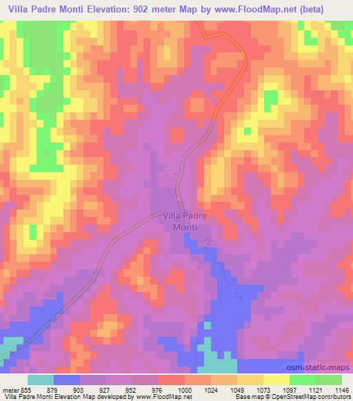 Villa Padre Monti,Argentina Elevation Map