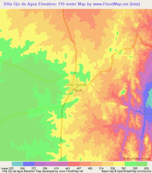 Villa Ojo de Agua,Argentina Elevation Map