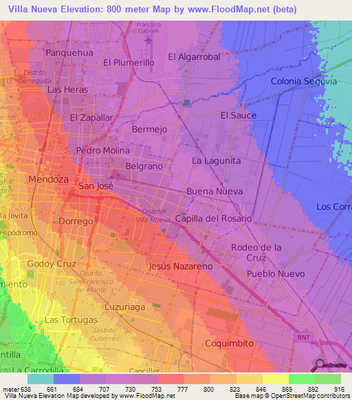 Villa Nueva,Argentina Elevation Map