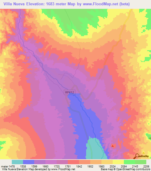 Villa Nueva,Argentina Elevation Map