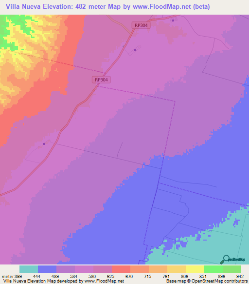 Villa Nueva,Argentina Elevation Map
