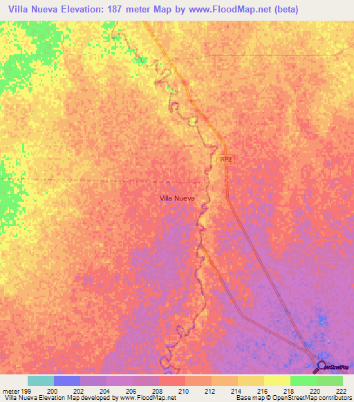 Villa Nueva,Argentina Elevation Map