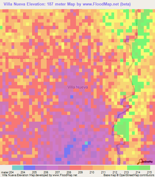 Villa Nueva,Argentina Elevation Map