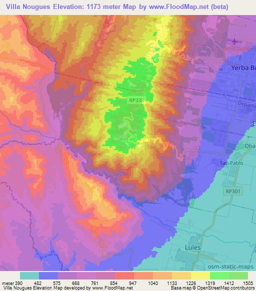 Villa Nougues,Argentina Elevation Map