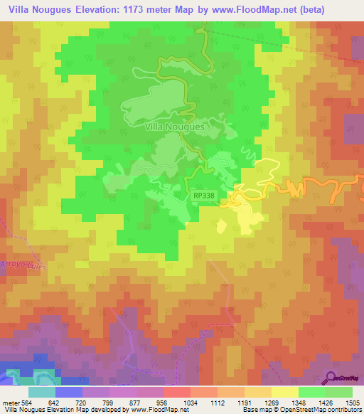 Villa Nougues,Argentina Elevation Map