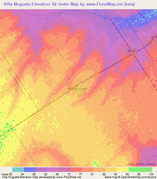 Villa Mugueta,Argentina Elevation Map