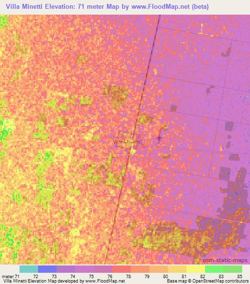 Villa Minetti,Argentina Elevation Map