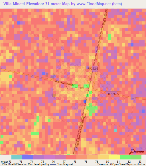 Villa Minetti,Argentina Elevation Map