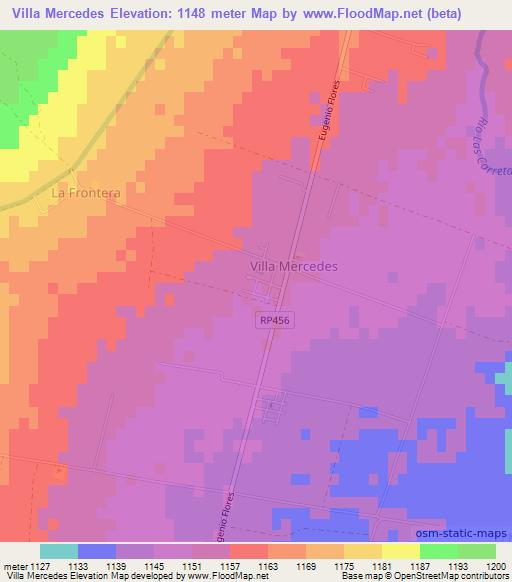 Villa Mercedes,Argentina Elevation Map