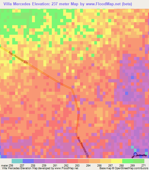 Villa Mercedes,Argentina Elevation Map