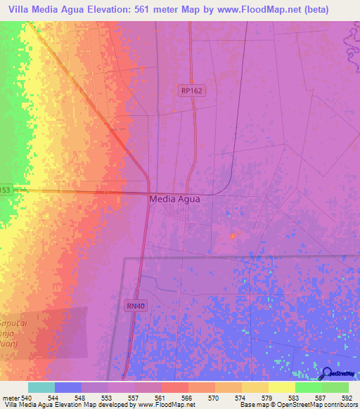 Villa Media Agua,Argentina Elevation Map