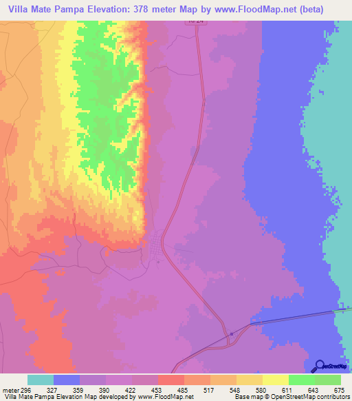 Villa Mate Pampa,Argentina Elevation Map