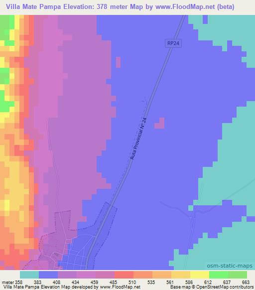 Villa Mate Pampa,Argentina Elevation Map