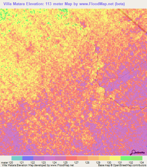 Villa Matara,Argentina Elevation Map