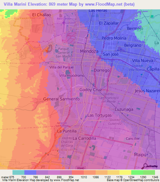 Villa Marini,Argentina Elevation Map
