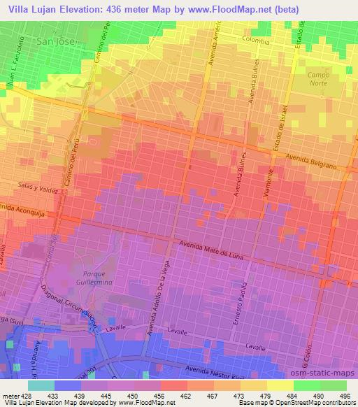 Villa Lujan,Argentina Elevation Map