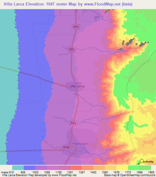Villa Larca,Argentina Elevation Map