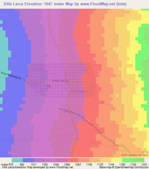 Villa Larca,Argentina Elevation Map