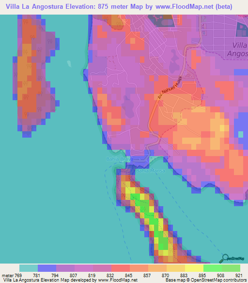 Villa La Angostura,Argentina Elevation Map