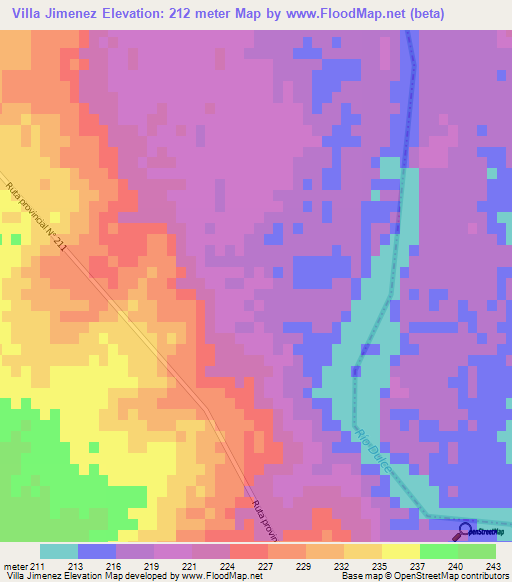 Villa Jimenez,Argentina Elevation Map