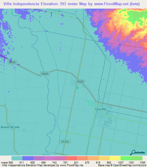 Villa Independencia,Argentina Elevation Map