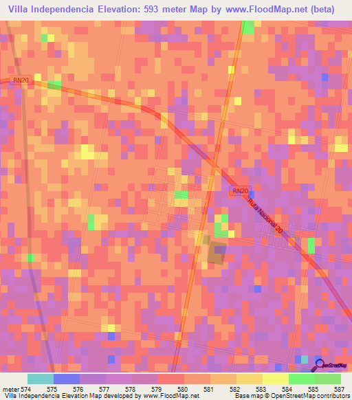 Villa Independencia,Argentina Elevation Map