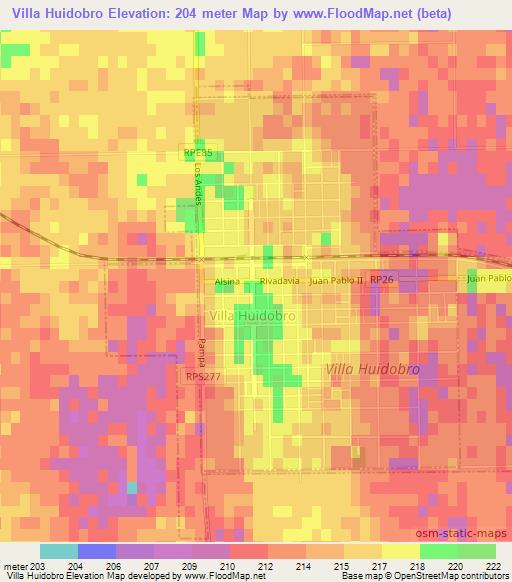 Villa Huidobro,Argentina Elevation Map