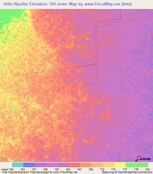 Villa Hipolita,Argentina Elevation Map