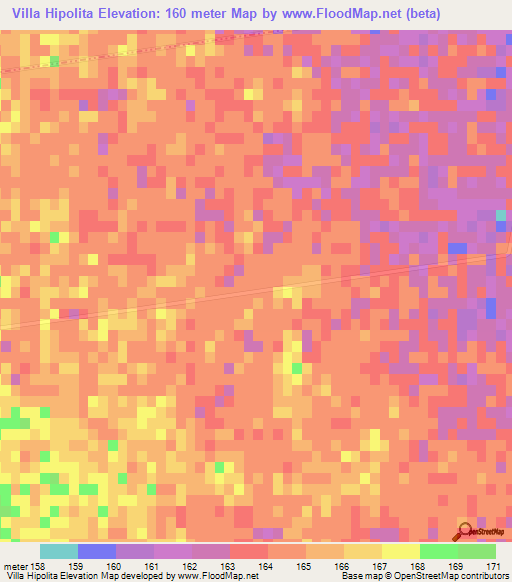 Villa Hipolita,Argentina Elevation Map