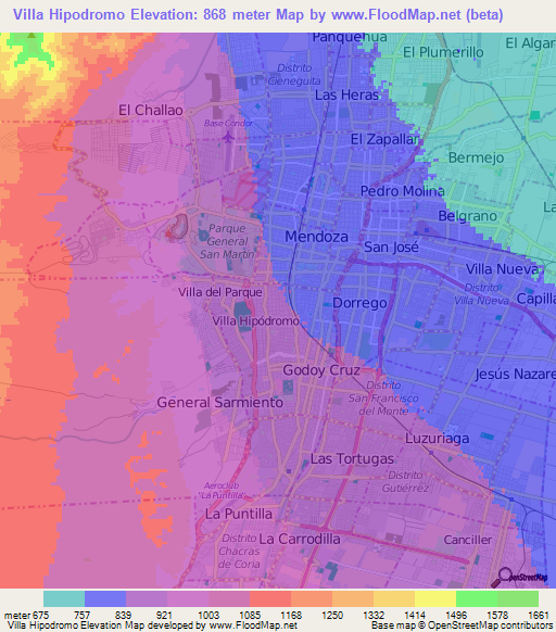 Villa Hipodromo,Argentina Elevation Map