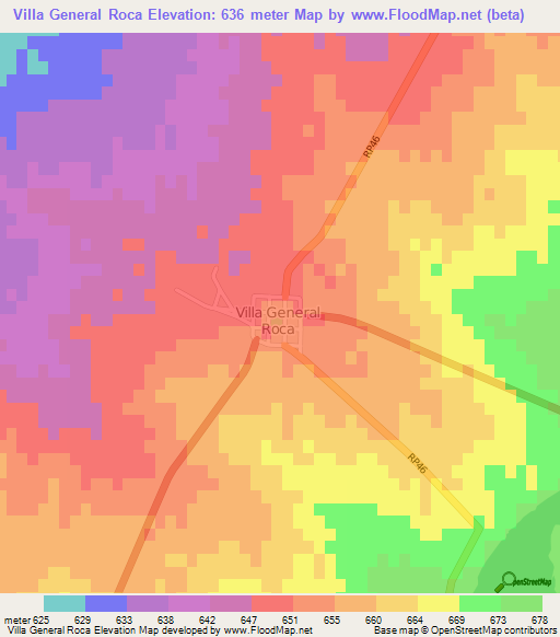 Villa General Roca,Argentina Elevation Map