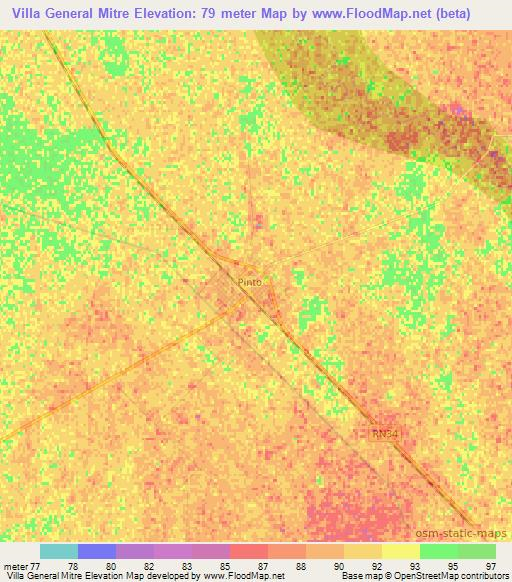 Villa General Mitre,Argentina Elevation Map