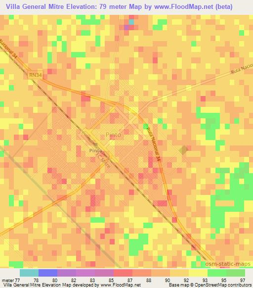 Villa General Mitre,Argentina Elevation Map