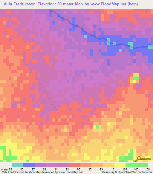 Villa Fredriksson,Argentina Elevation Map