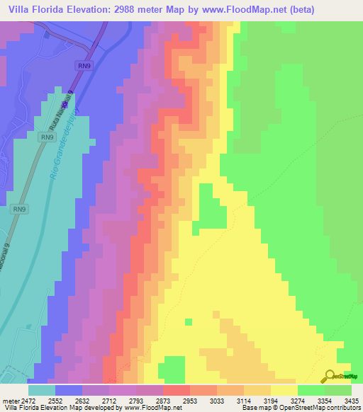 Villa Florida,Argentina Elevation Map