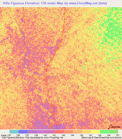 Villa Figueroa,Argentina Elevation Map