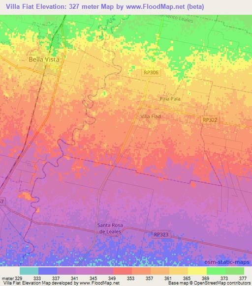 Villa Fiat,Argentina Elevation Map