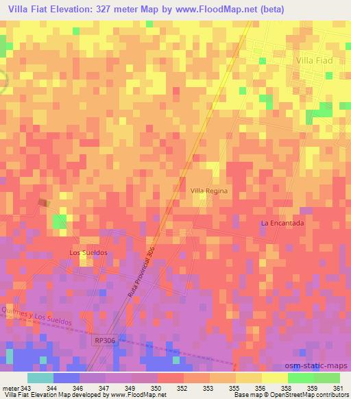 Villa Fiat,Argentina Elevation Map
