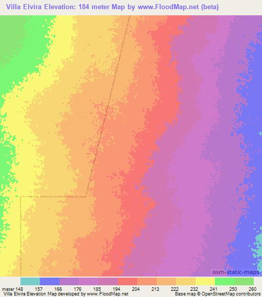 Villa Elvira,Argentina Elevation Map