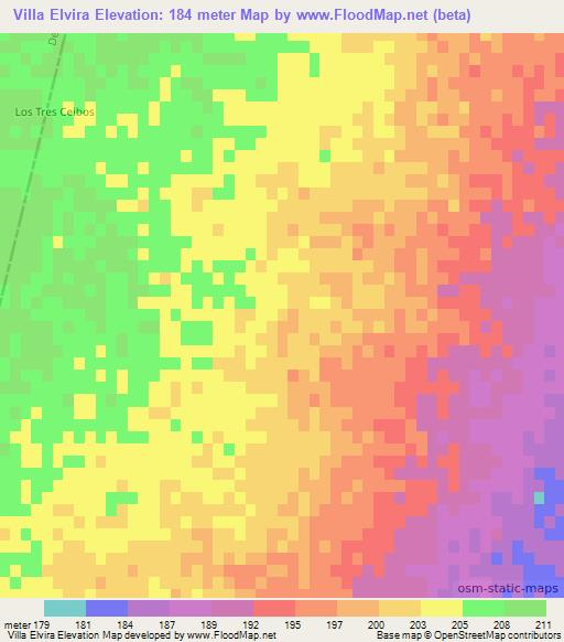Villa Elvira,Argentina Elevation Map