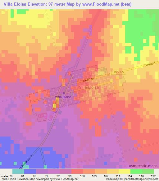 Villa Eloisa,Argentina Elevation Map