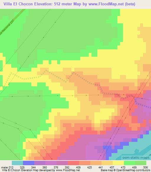 Villa El Chocon,Argentina Elevation Map