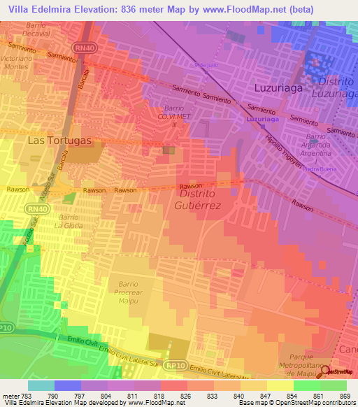 Villa Edelmira,Argentina Elevation Map
