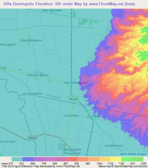 Villa Dominguito,Argentina Elevation Map