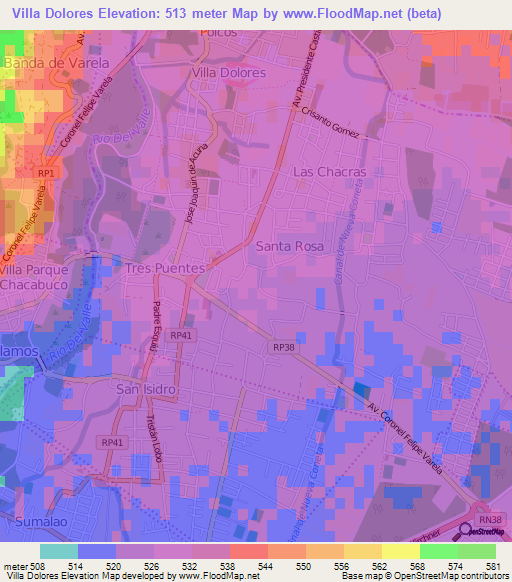 Villa Dolores,Argentina Elevation Map