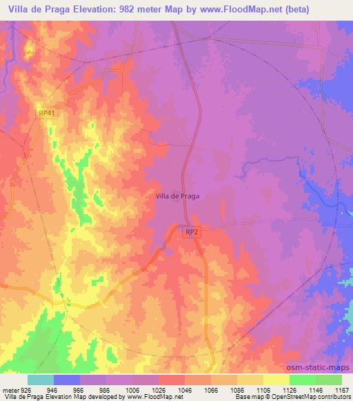 Villa de Praga,Argentina Elevation Map