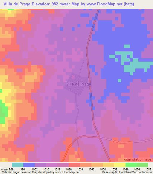 Villa de Praga,Argentina Elevation Map